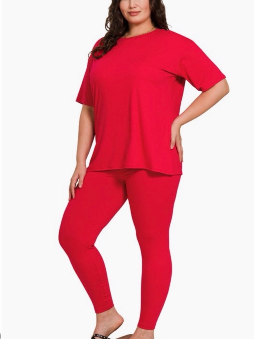 Plus Size Women's Cozy Lounge Set - Red